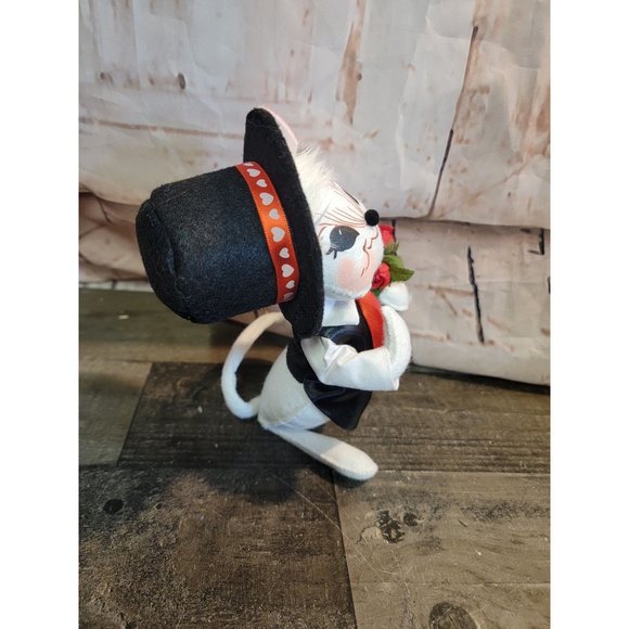 Annalee Valentine's Day Mouse roses suit tie decor figure - Picture 3 of 5